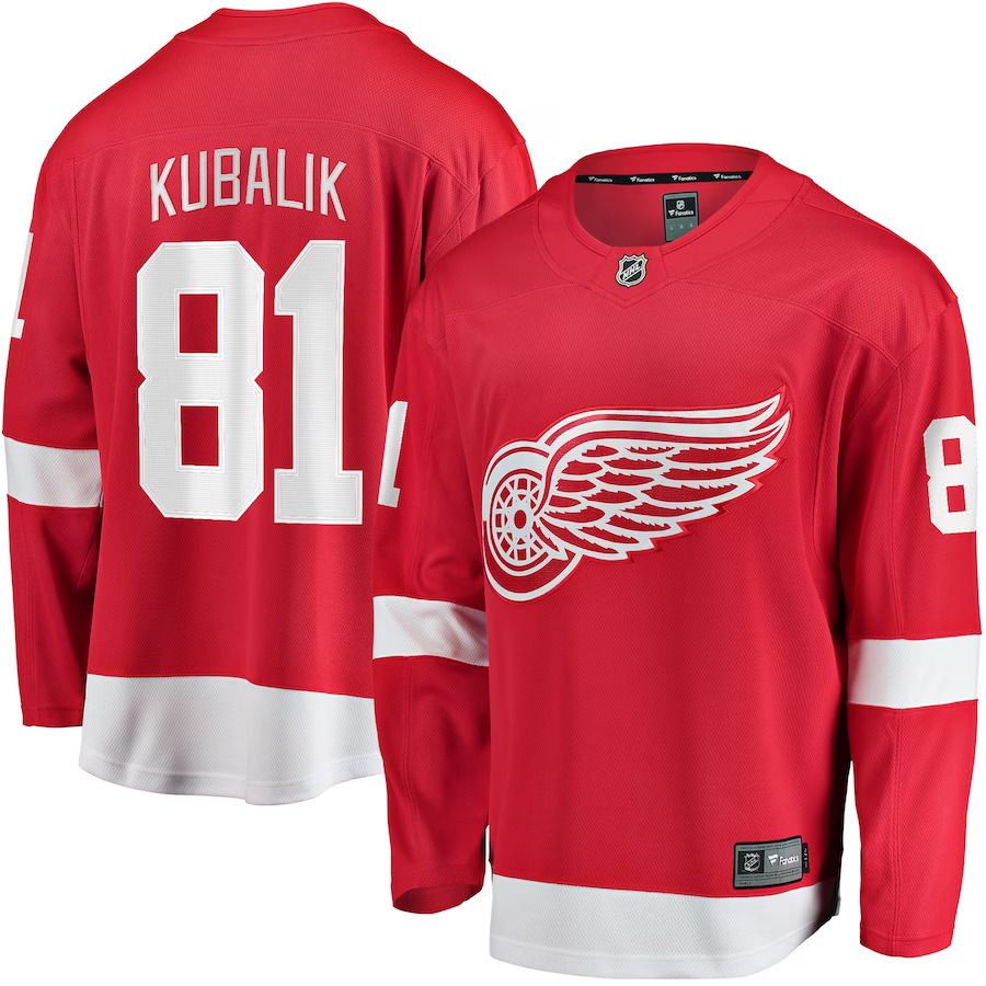 Men Detroit Red Wings #81 Dominik Kubalik Fanatics Branded Red Home Breakaway Player NHL Jersey